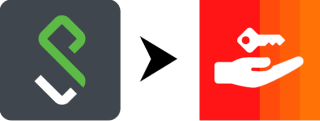 Two app icons with an arrow between them