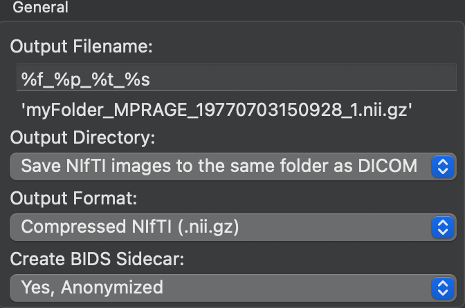 dcm2niix General settings (duplicate)